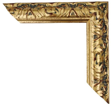 ITALIA CORNICI Maestri Artigiani Bilderrahmen für Bilder auf Leinwand mit oder ohne personalisierbares Passepartout, Weißgold, Antikgold (25 x 30 cm, Antikgold)