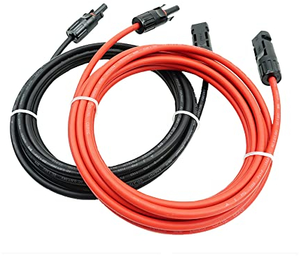 Solar Panel Extension Cable -1M/2M/3M/5M/10M/20M/30M 10AWG(6mm²/4mm²)，Harness Wiring Wire Adapter with Connector，Tinned Copper Electrical Wire Cable- Red+Black (4mm²4M)