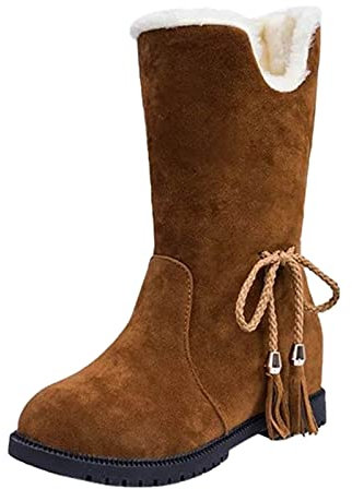 riou Stivali Donna Gambale Curvy Pianta Larga Stivali Donna Texani Bassi Pelle Zeppa Stivaletti Stivali Donna Gambale Curvy Pianta Larga Comoda Chiusura Fodera Calda Suola Interna