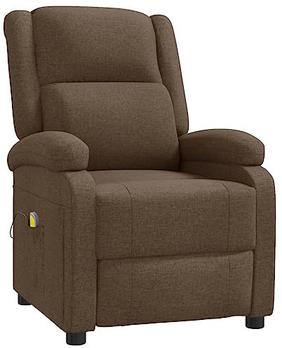 vidaXL Massagesessel, Sessel Verstellbare Rückenlehne Fußteil, Fernsehsessel Relaxsessel mit Liegefunktion, Liegesessel Polstersessel Ruhesessel, Braun Stoff