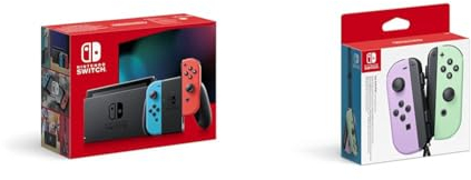 Nintendo Switch-Konsole Neon-Rot/Neon-Blau & er-Set Pastell-Lila/Pastell-Grün