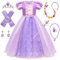 PIXUYE Vestito Rapunzel Bambina Costume Rapunzel Principessa Abito Rapunzel Con Parrucca Corona Bacchetta Anello Collana Carnevale Halloween Natale Partito Cosplay Dress, 01-110