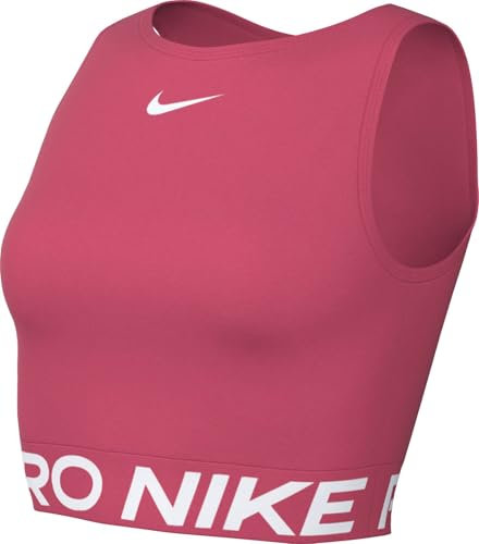 Nike Women's Pro Df 365 Crop Tank Shirt, Aster Pink/White, M