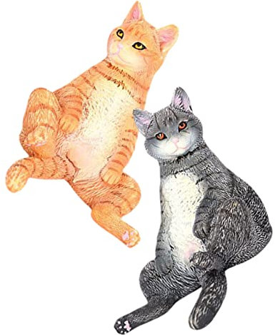 WHAMVOX 2piezas Figuritas De Gato Adorables De Modelos Decorativos De Gato para Escritorio Adornos De Animales Lifelike para Decoración del Hogar