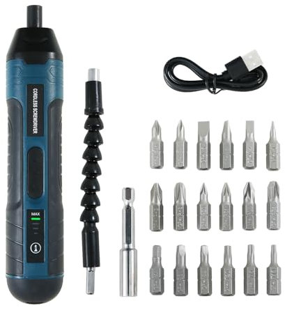Avvitatore elettrico senza fili 20 in 1, 3,6 V, ricaricabile, mini avvitatore elettrico senza fili con coppia a 4 marce e luce LED, coppia massima 5 N.m, ideale per uso quotidiano e industriale