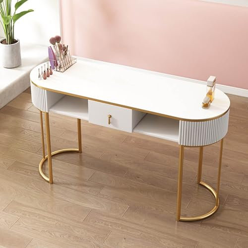 RIYUE_SHENGHENG Nail Tech Desk Artist Hand Manicure Table, Professional Modern Nail Beauty Workstation Wooden Salon Spa Nail Desk with Drawers and 3 Layers Storage Cabinet,home Beauty Salon Equipment
