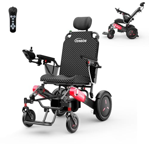 Sedia a Rotelle Elettrica Pieghevole: 700W Leggera Sedia a Rotelle Elettrica Pieghevole con Schienale Regolabile per Anziani 2 x 12 Ah Doppia Batteria Fino a 150 kg