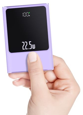 Small Power Bank, 22.5W Fast Charging 10000mAh Battery Pack USB C Input & Output Portable Charger, Mini Portable Battery Bank Compatible for iPhone 16 15 14 13 12 Android and More (Purple)