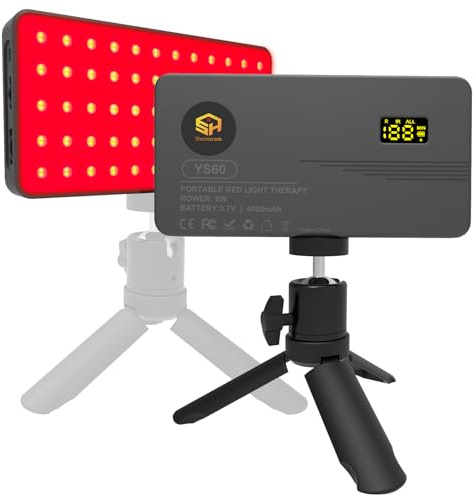 Hottoerak Rotlichtlampe Gesicht mit Ständer, 60 LED,660nm & 850nm | Infrarotlampe für Beauty, Kabellose Rotlicht Lampe mit 4000mAh Akku & Timer, Geschenk für Frauen