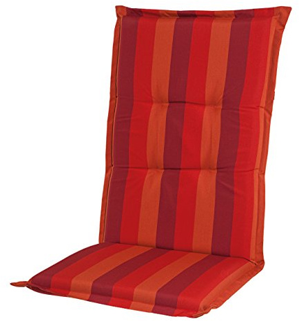 Adlatus-Kühnemuth - Gartenstuhlauflage - Polsterauflage - Sitzauflage - Comfort Dessin 603, Streifen bordeuax-rot-Ocker (Hochlehner Auflage 120 x 50 cm)