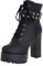 SJJH Damen Plateau Stiefeletten mit hohem Blockabsatz und Niete (Schwarz, 42 EU)