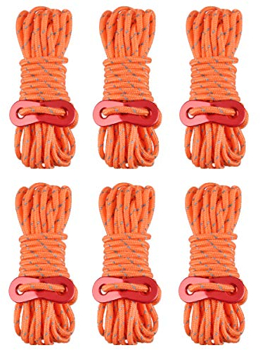TRIWONDER Reflektierende Abspannseile mit Seilspanner 4m, Φ 4mm Nylonschnur Paracordseil für Zelt, Zeltplane, Camping (Orange)