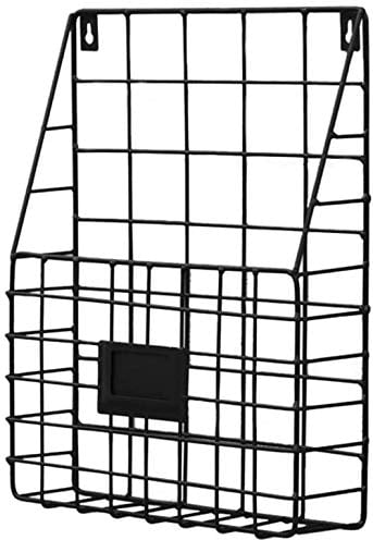 FülleMore Metall Zeitschriftensammler Zeitungshalter Wandmotage Magazinhalter Wandregal Tisch Zeitungsständer Bücherregal Dokumenten Aufbewahrung Organizer (Schwarz)