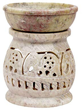 ARTISENIA Elefant Ätherische Eule Ölbrenner Diffusor aus Speckstein mit Teelichthalter, Aromatherapie
