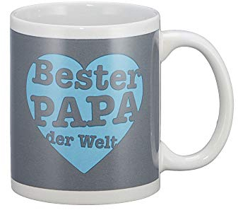 Kaffeebecher Kaffeetasse Bester Papa der Welt mit Herz rot Henkelbecher 400ml Tasse Becher (1 x Tasse Papa Herz)