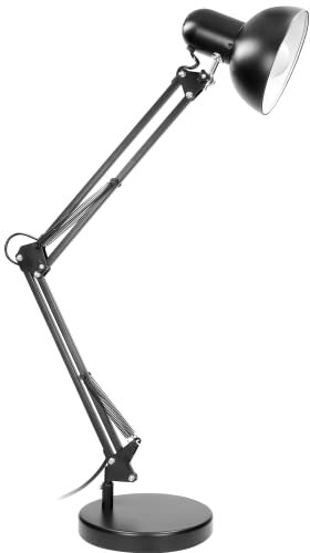 Virone Deon Schreibtischlampe E27 60W mit Anschlusskabel Schwarz Stahl