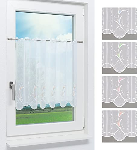 Plauener Spitze Scheibengardine Blumenkelche (Bx H) 180.40cm * 60cm Beige/beige