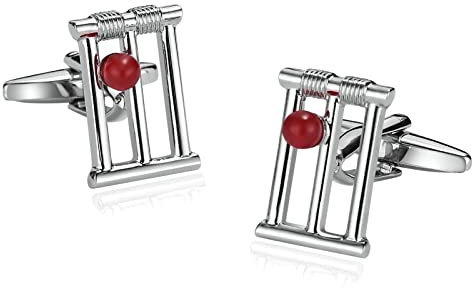 Skcess Manschettenknöpfe Silberrot, Manschettenknöpfe Herren Hohle Rechteckige Perle Hemd-Manschettenknöpfe Geschenke für Herren Und Damen