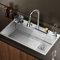 Lavello Cucina 1 Vasca 68x45cm/75x45cm,Lavandino Ad Incasso per Bagno, Lavandino Da Esterno Con Gocciolatoio,Rubinetto E Lavabicchieri, Set Di Drenaggio, Da Incasso E Sottotop ( C