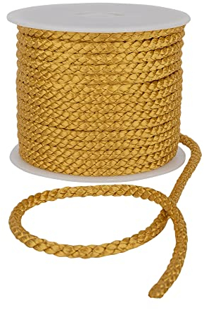 Discount Fabrics Crepe Cord - 6mm Premium Cotton Rope, Strong Macrame for DIY Craft Projects, Piping Cushions, Nylon Drawstring Cord, Durable & Multi-Purpose String (Dark Gold,1m)