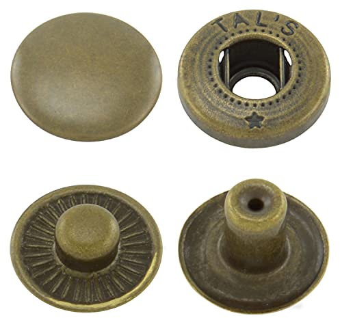 15 mm antike Stahl S-Feder Druckknöpfe zum nieten (25 Stück) - Hochwertige Snaps für Bekleidung, Taschen, Leder & DIY Handwerk, Nähzubehör