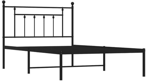 vidaXL Bettgestell mit Kopfteil Metall Schwarz 100x200 cm