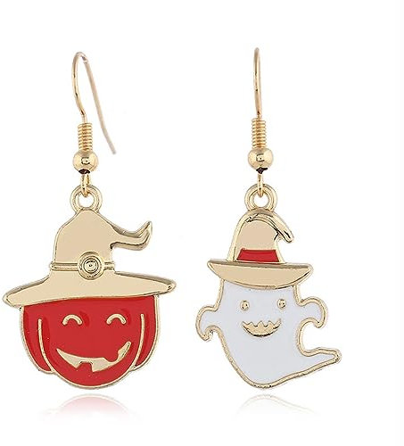 YAZILIND Frauen Mädchen Halloween Kürbis Geist niedlich baumeln Tropfen Ohrringe Vintage Kostüm Urlaub Abend Party Zubehör Schmuck (Golden)