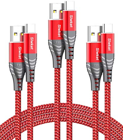 USB C cable 3packs 1M+1M+1M,USB Type C Charger Cable Nylon-Braided Data Sync Cord for PS5 Controller,PS5 DualSense Xbox Series X/S Controller,Sony,Samsung Galaxy S20 S21,Nintendo Switch(red)