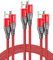 USB C cable 3packs 1M+1M+1M,USB Type C Charger Cable Nylon-Braided Data Sync Cord for PS5 Controller,PS5 DualSense Xbox Series X/S Controller,Sony,Samsung Galaxy S20 S21,Nintendo Switch（red）