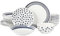 Gibson Home Seaboard Service de table avec assiettes et bols en porcelaine Blanc/bleu