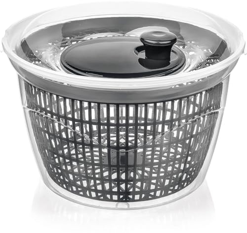 BH | 5 litres Salad Spinner & Locking Lid | Grey | Premium Quality | Professional | BPA Free and Dishwasher Safe - Pack of 1 - by Best House