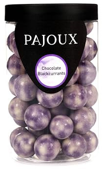 Pajoux Chocolate Blackcurrant (Large) 210g | White Chocolate - White Chocolate Covered Fruit - Blackcurrant - Palm Oil Free - Chocolate in a Gift Jar