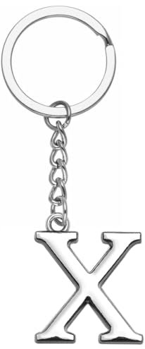 LUODAN Cadeau Femme Homme Porte-clés, Argent A-Z 26 lettre initiale pendentif porte-clés-Cadeaux Sœurs Amitié Collègue Papa Marraine Parrain idées Cadeaux Meilleur Ami Anniversaire (X)