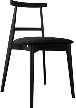 Mirjan24 Esszimmerstuhl Hazren, B:48 x H:75 x T:54 cm, Stuhl aus Buchenholz für Esszimmer, 2 mal lackiert, Lack auf Wasserbasis, Gepolsterte Sitzfläche, Küchenstuhl (Schwarz/Magic Velvet 2219)