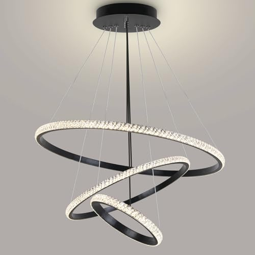 JDONG LED Pendelleuchte Kristall Hängelampe Esstisch,54W LED Hängeleuchte & Pendelleuchten Höhenverstellbar für Esszimmer Wohnzimmer,Dimmbar Hängeleuchte Aluminium mit Fernbedienung