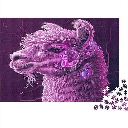 lihuogongsio Alpaka 1000 Stück Puzzles Lila Lama Lernspiel Spielzeug Geschenk Geschicklichkeitsspiel Für Die Ganze Familie Schöne Geschenkidee DIY Kreative Unterhaltung 1000pcs (75x50cm)