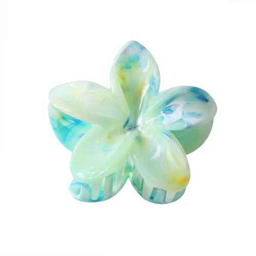 1 pinza para el pelo de flores, clip hawaiano, pinza antideslizante para mujer, agarre fuerte, pinzas para el pelo para mujeres y niñas, fiestas, playa, piscina, vacaciones, azul y verde