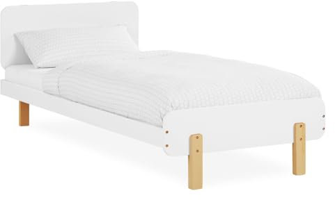 Homestyle4u 2607, Kinderbett 90x200 cm mit Lattenrost Kiefer Massiv Bettgestell Holz Weiß Jugendbett Einzelbett Holzbett