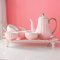 KWMAEEUID Porzellan-Teeservice für Erwachsene, Kaffeetassen-Set, modernes Teeservice mit Teekanne, Tablett und Teelöffeln für Tee, Kaffee, Wasser, Rosa (Pink)