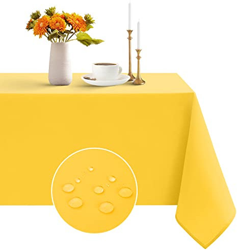 Romanstile Tischdecke Gelb 100x140 cm Outdoor abwaschbar rechteckig wasserabweisend Tischtuch Table Cloth Tischwäsche Deko für Geburtstag,Party,Garten,Frühling,Sommer,Terrasse,Hochzeit,Ostern