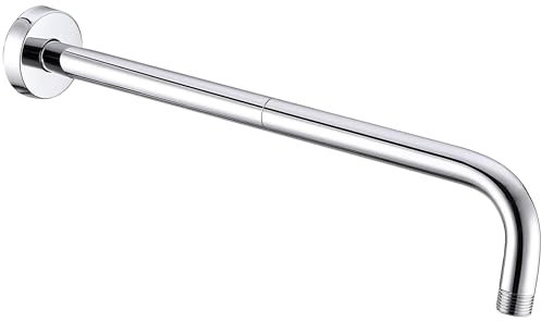 Katezon Shower Arm with Flange, Made of Solid Stainless Steel, 24 Inch Shower Head Extension Extender Pipe Arm, Wall-Mounted for Fixed Bathroom Shower Head (Chrome)