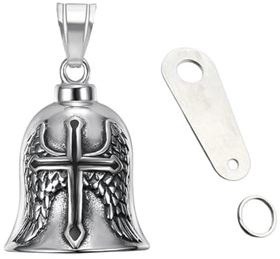Llavero Moto Campana Guardiana con 2 Llaveros, Amuleto de Protección y Buena Suerte con Anillo Colgante, para Motocicletas, Bicicletas, Vehículos Eléctricos, Coches