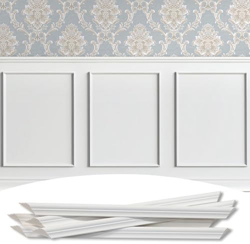Lunghaa 3-Frame 40.6cm x 50.8cm Premade Accent Wall Molding Kit, Ready-to-Assemble Wainscoting Panels, Pre-Cut Chair Rail Moulding Trim Picture Frame for Home Décor