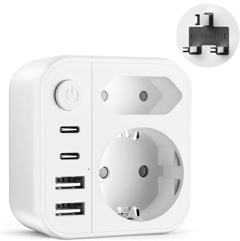 6 en 1 adaptador de enchufe inglés Reino Unido, 3250 W adaptador de viaje UK con 2 enchufes, 2 USB, 2 tipo C, adaptador tipo G para Irlanda Dubai Malasia Maldivas Inglaterra