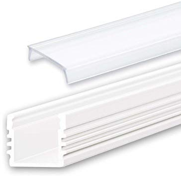 INNOVATE 2m LED Schiene - Aluminium Profil - Aluprofil für LED Stripes/Streifen - LED Kanal - ALU Leiste (Alu Profil weiss inkl. milchiger/opaler Abdeckung für LED Stripe/Strip)