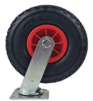 HKB ® 1 x Sackkarrenrad mit kugelgelagerter Lenkrolle, Luftrad 3.00-4, Kunststofffelge mit Rollenlager Tragkraft 100kg, ø=260mm, Breite = 85mm, Nabe 80mm breit Achsø=20mm, 20185