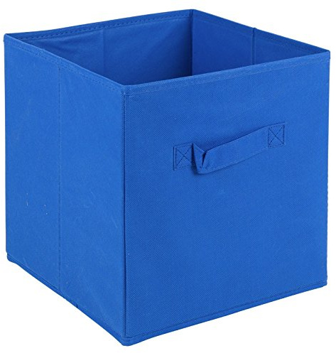 URBNLIVING Collapsible Storage Cube Drawer Box with Carry Handles (Dark Blue - Large)