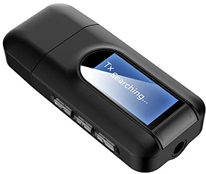 Bluetooth 5.0 Adapter USB Musik Audio Sender Mini Bluetooth Adapter Empfänger Wireless Audio Transmitter Sender Adapter Bluetooth USB Dongle Stick mit LCD-Display für PC/Heim/Kopfhörer/TV/Auto