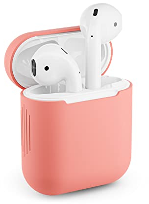KLUCK Schutzhülle für Apple Airpods 1 & 2 Silikon Case Airpod Hülle Passgenau (Koralle)