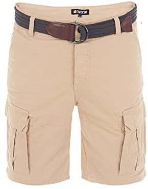 riverso Herren Cargo Shorts RIVJakob Kurze Hose Regular Bermuda 100% Baumwolle Mit Gürtel Beige w31, Größe:W 31, Farbe:Middle Beige (20300)